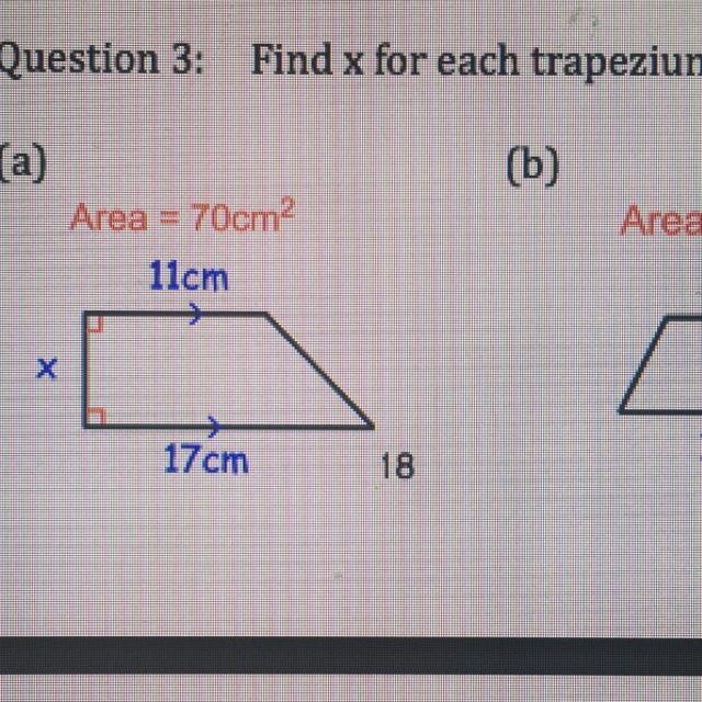 (area of trapezium) Area= 70 cm²=17+11 x 2-example-1