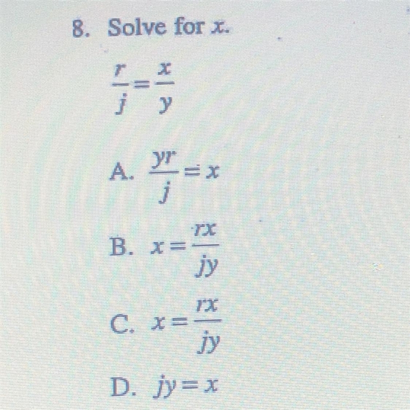 Solve for x Is it A,B,C or D?-example-1