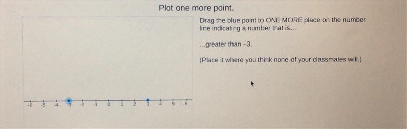 drag the blue point to ONE MORE place on the number line indicating a number that-example-1