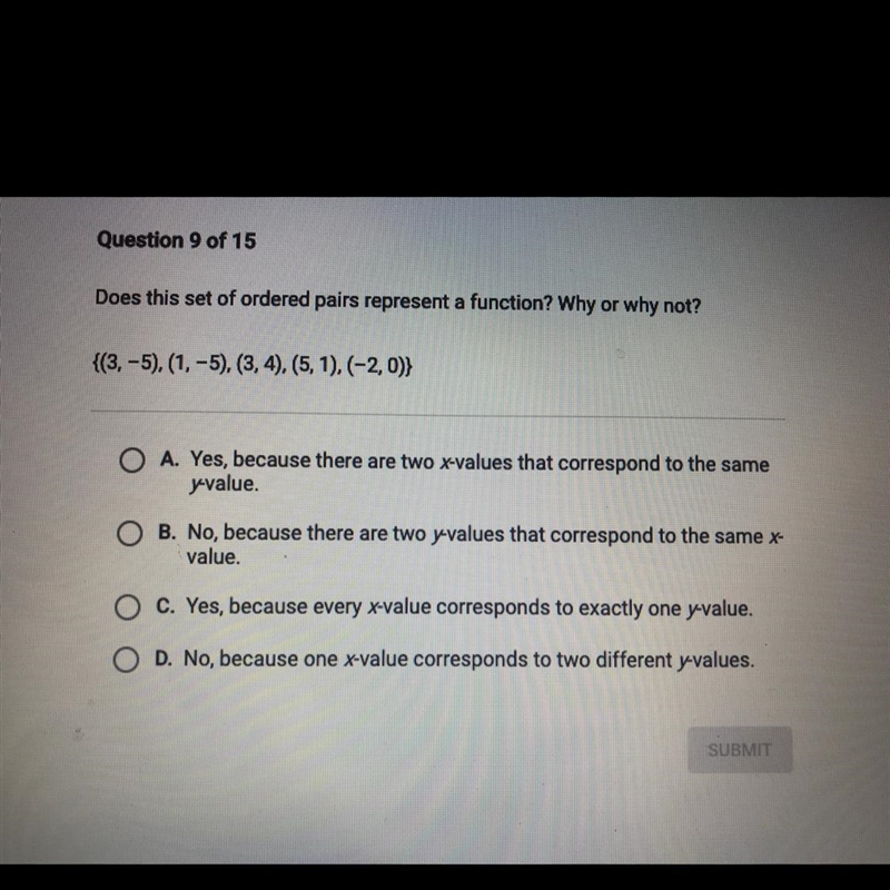 !!30 POINTS!!Does this set of ordered pairs represent a function? Why or why not?-example-1