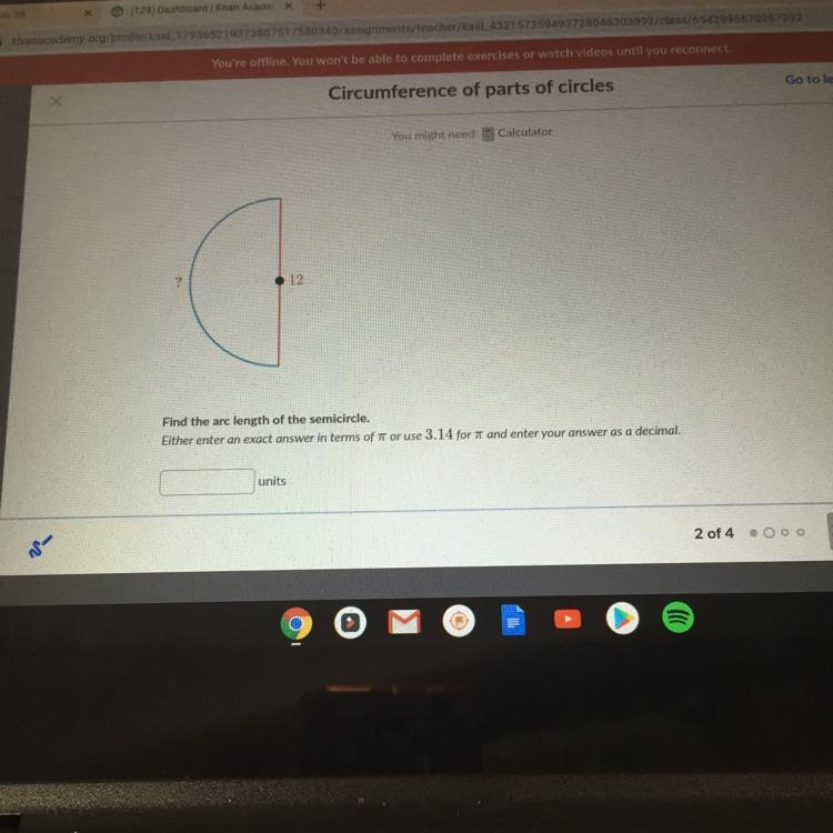 Find the arc length of the semicircle?-example-1