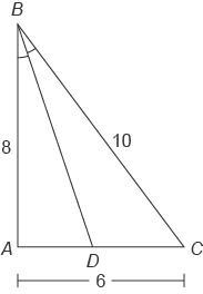 This figure shows △ABC. BD⎯⎯⎯⎯⎯ is the angle bisector of ∠ABC. What is AD? Enter your-example-1