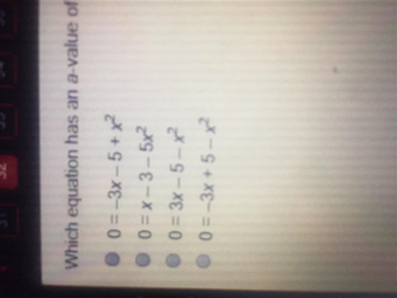 Which equation has which equation has an oven And a value of 1 , a B value of -3 c-example-1