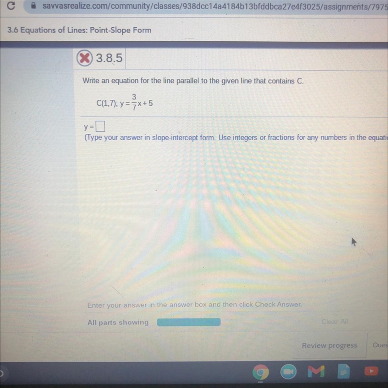 Write an equation for the line parallel to the given line that contains C. y =-example-1