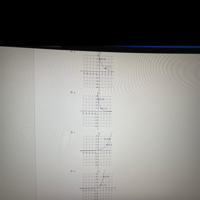 Which is the graph of f(x)=1/4 (4)^x-example-1