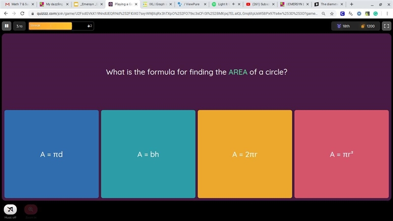 What is the formula for finding the AREA of a circle??????????????????????-example-1