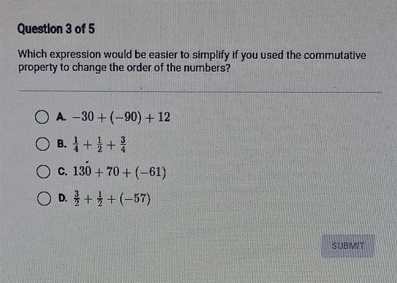 Which expression will be easier to simplify if you use the community property to change-example-1