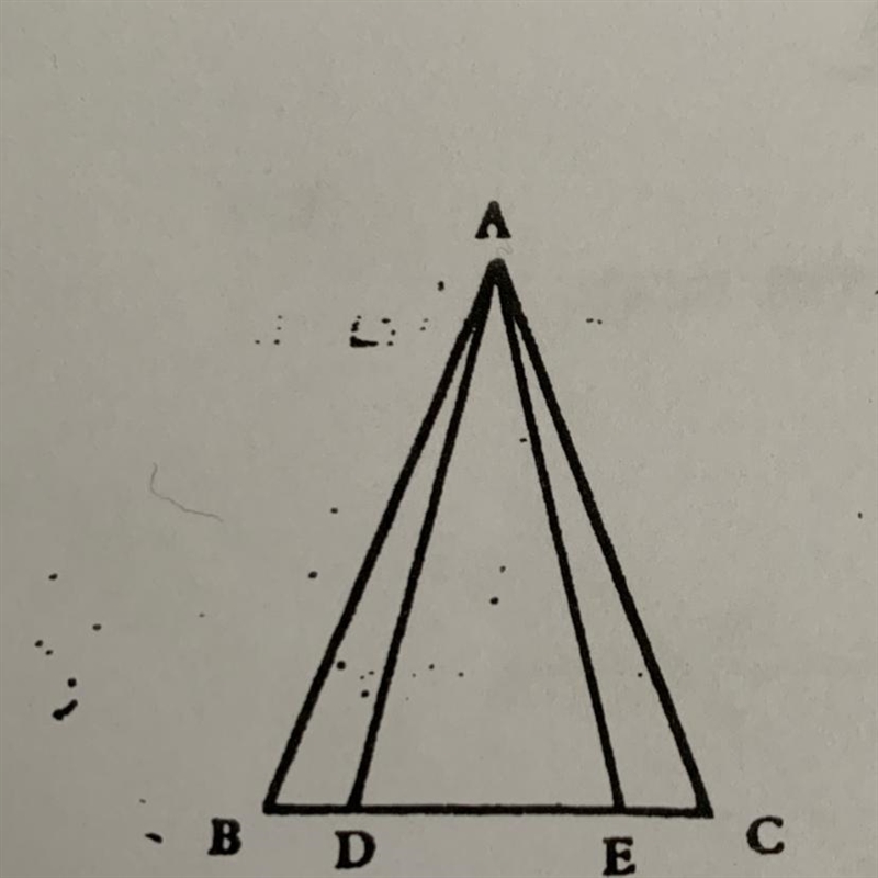 The ABC triangle is isosceles (AB=AC) BC=EC you needs to be prove that ABD overlaps-example-1