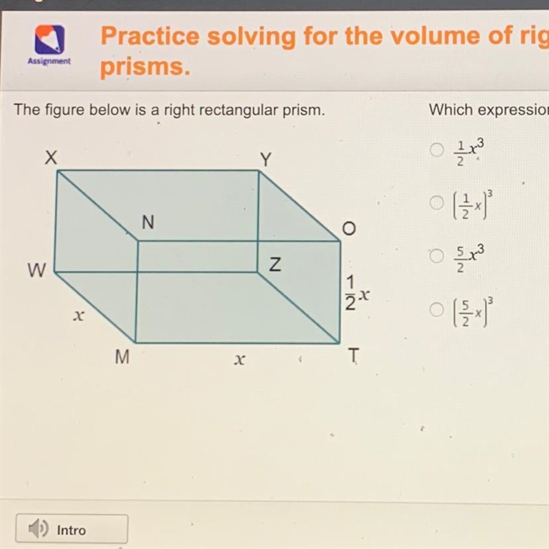 Which expression represents the volume of the prism?-example-1