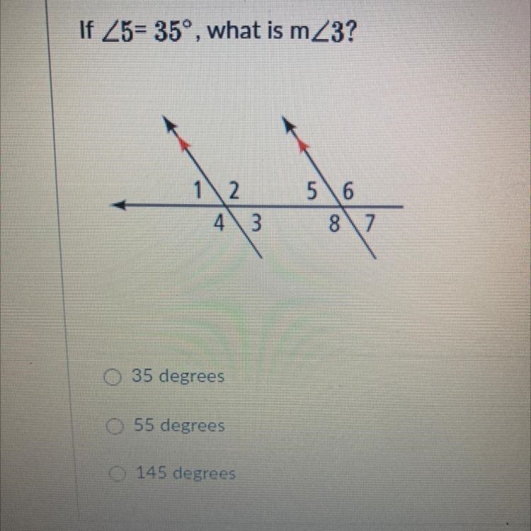 If < 5 = 35, what is m < 3-example-1