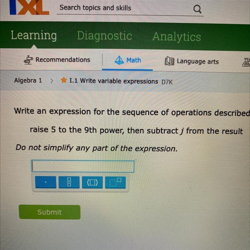 HELP PLS Raise 5 to the 9th power, then subtract j from the result-example-1