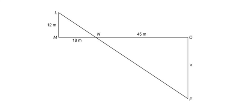 Warren is trying to find the distance to the bottom of a trench by using similar triangles-example-1