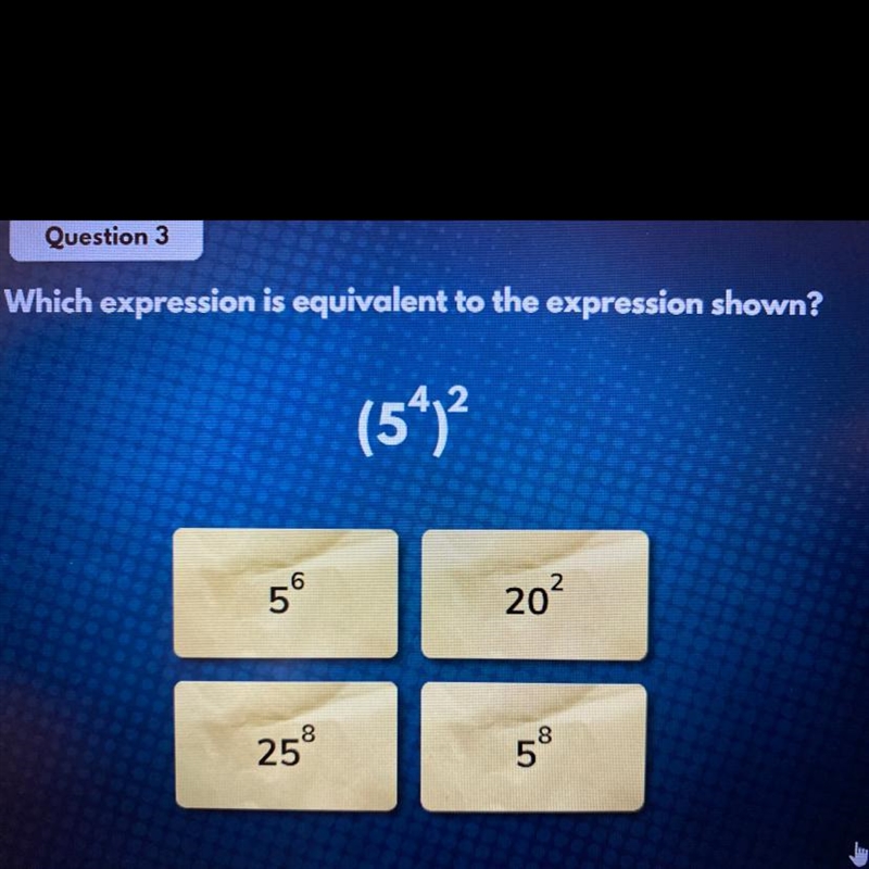 Which expression is equivalent too the expression shown?-example-1