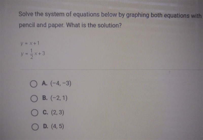 Solve the system of equations below by graphing both equations with a pencil and paper-example-1