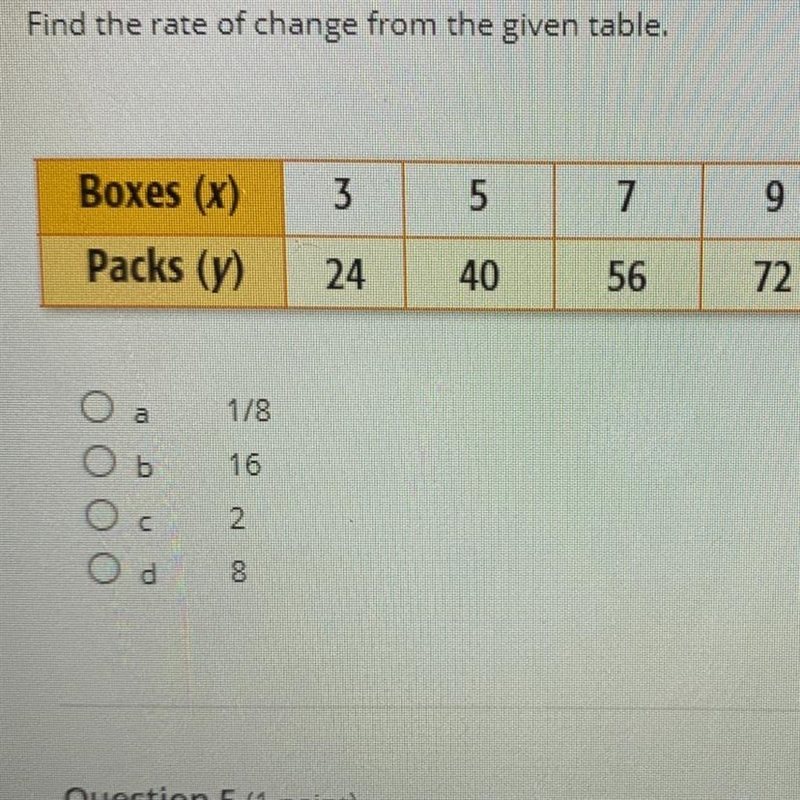 Find the rate of change from the given table.-example-1