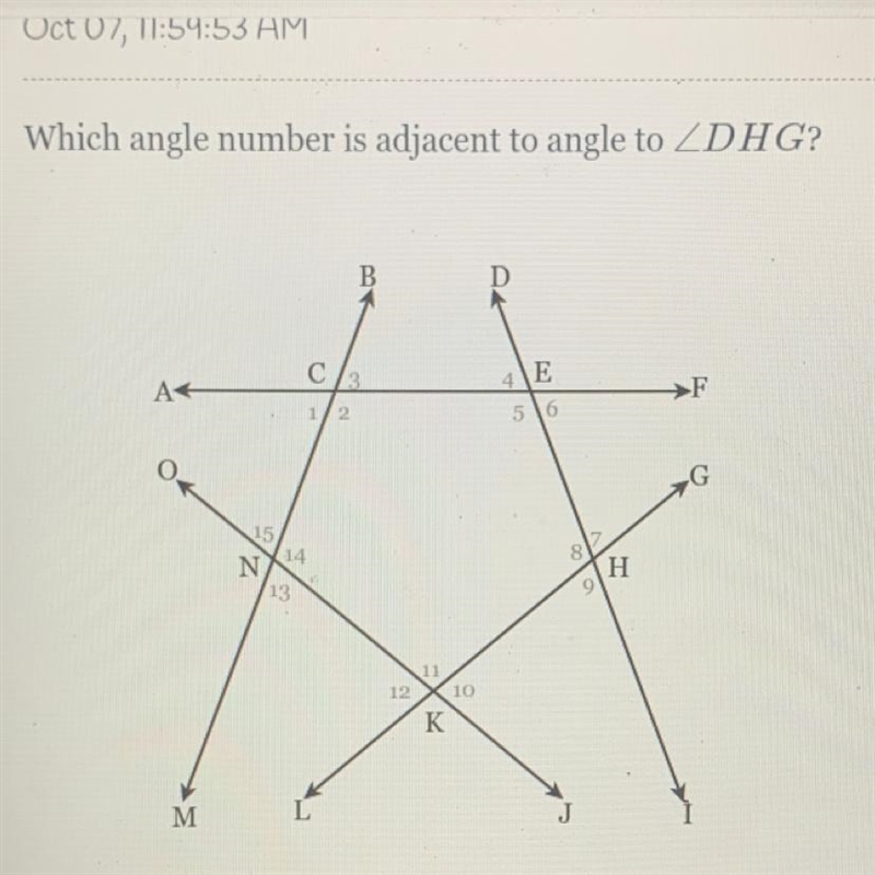 Which angle number is adjacent to angle to DHG-example-1