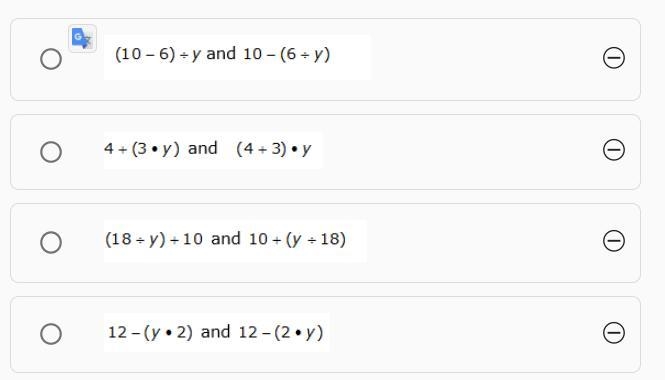 9. Which two expressions are equivalent? plsss i have 5 ins to get this questoion-example-1