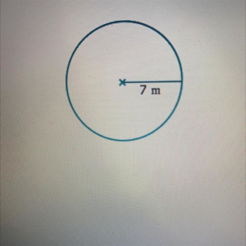 Find the area of a circle with radius 7 m. Use the value 3.14 for y, and do not round-example-1