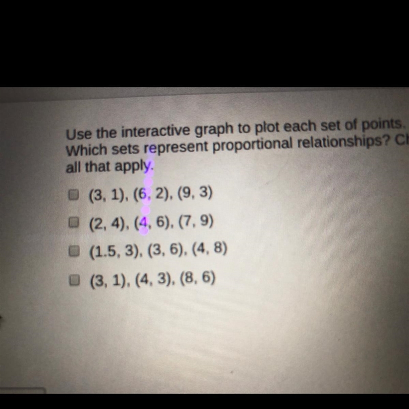 Use the interactive graph to plot each set of points which set represents proportional-example-1