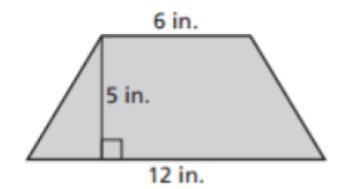 Find the area. The area of the trapezoid is square inches.fill in the blank-example-1