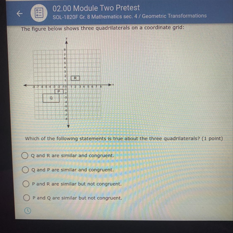 The figure below shows three quadrilaterals on a coordinate grid: R Which of the following-example-1