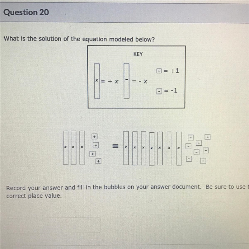 What is the solution of the equation modeled below?-example-1