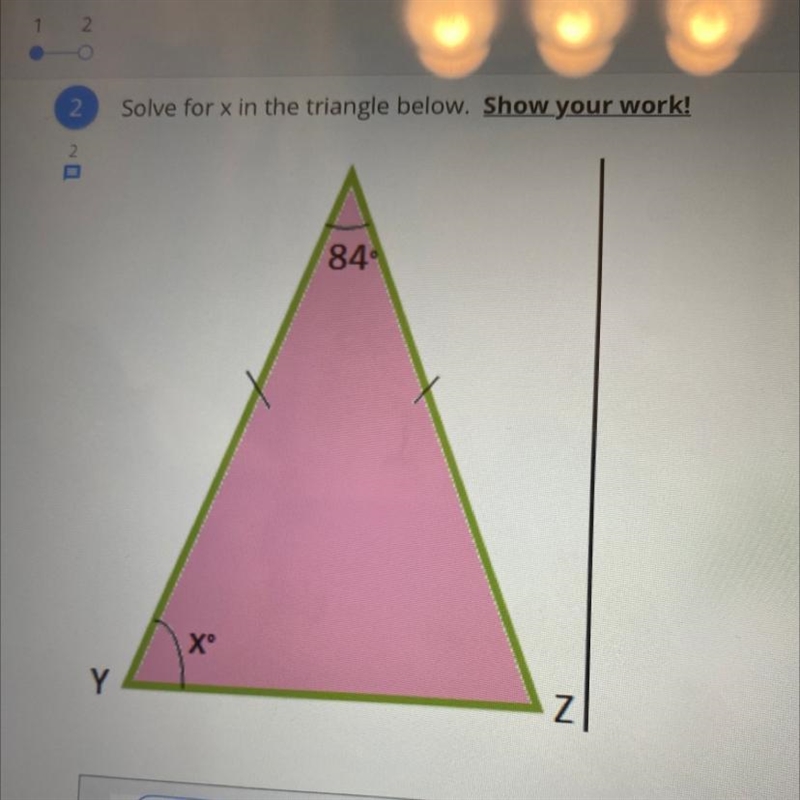 Solve for x in the triangle below. Please help me guys please-example-1