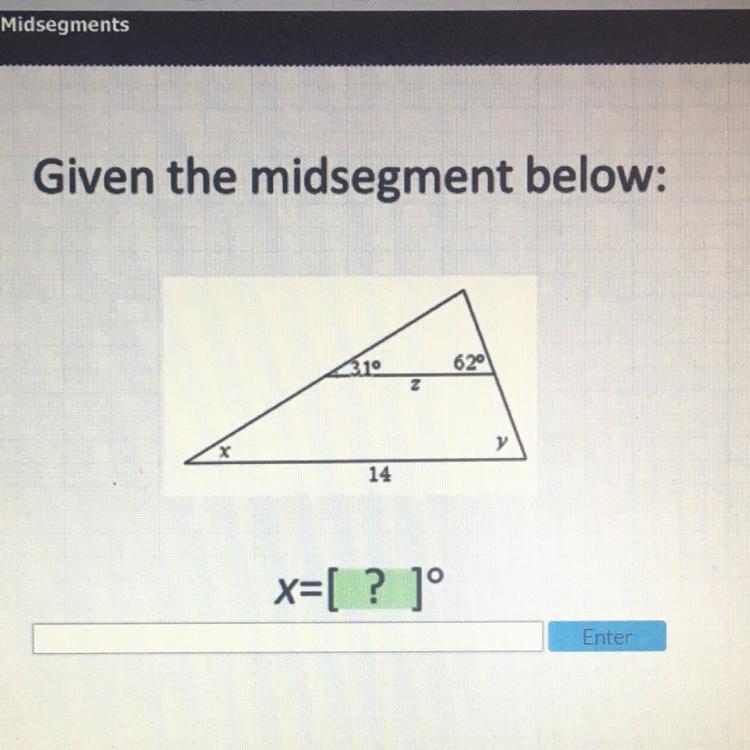 Given the mid segment below X=?-example-1