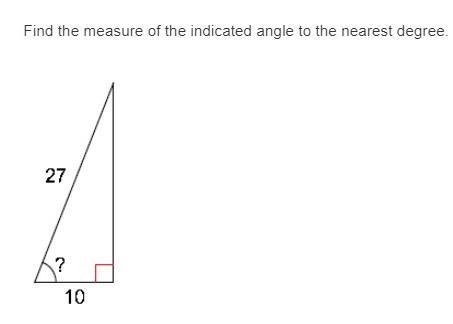 Find the measure of the indicated angle to the nearest degree. A. 70 B. 20 C. 89 D-example-1