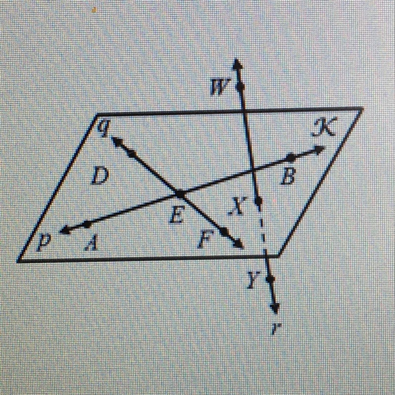 Name 2 points collinear to point D.-example-1