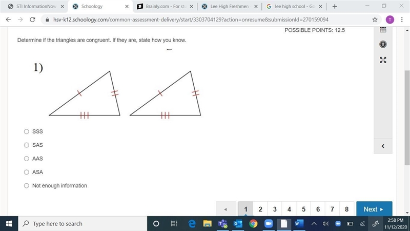 Determine if the triangles are congruent. If they are, state how you know.-example-1