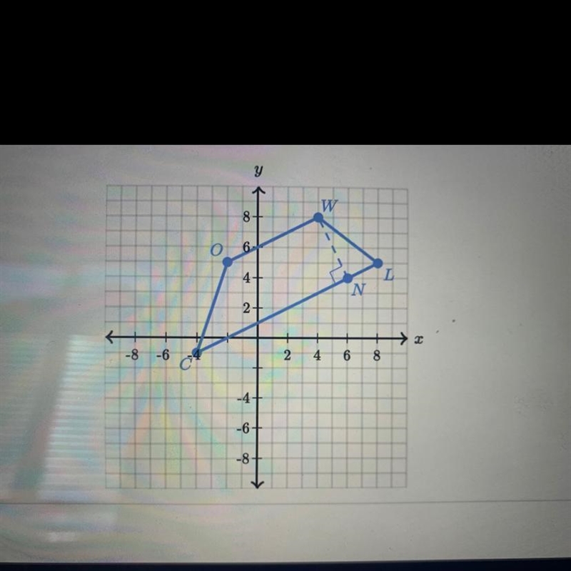 Find the area of the trapezoid COWL plotted below. Round your final answer to the-example-1