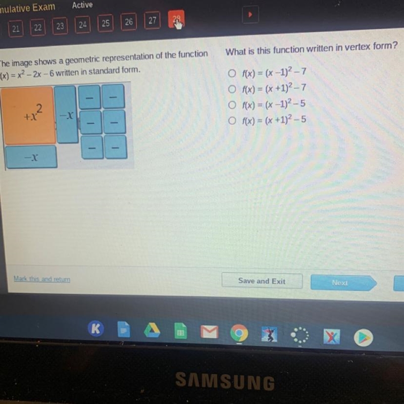 What is this function written in vertex form? The image shows a geometric representation-example-1