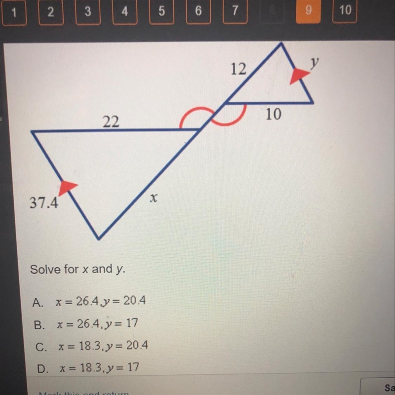 Solve for x and solve for y-example-1