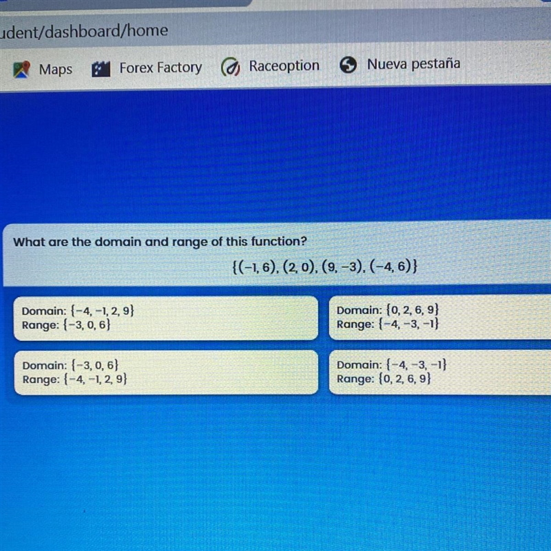 What are the domain and range of this function ? Help plz-example-1