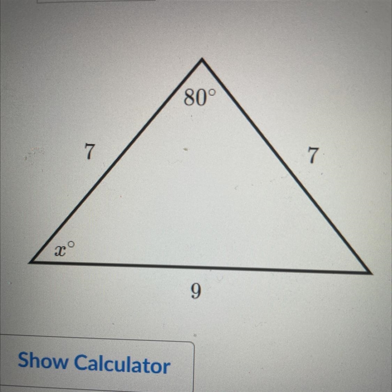 HELP ASAP!! PLZ!! Find the value of x in the triangle shown below-example-1