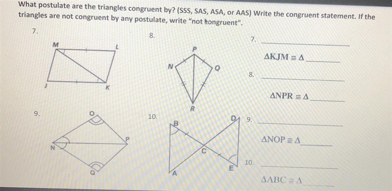 Pls help ASAP! What postulate are the triangles congruent by?-example-1