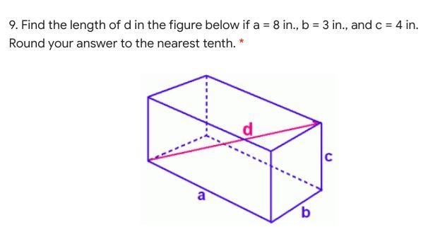 Someone help me im struggling. Find the length of d in the figure below if a = 8 in-example-1