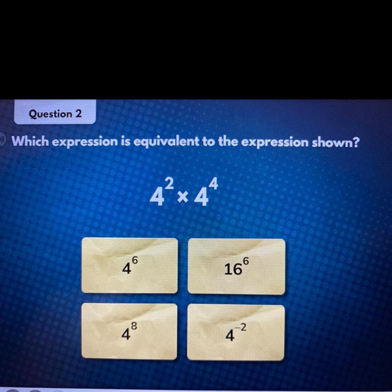 Which expression is equivalent too the expression shown-example-1