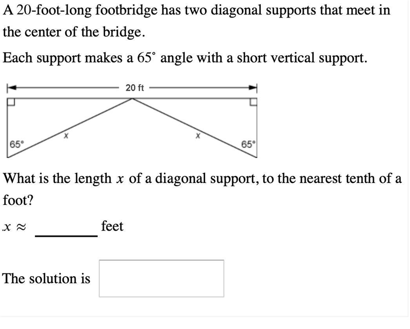 What is the length x of a diagonal support, to the nearest tenth of a foot?-example-1