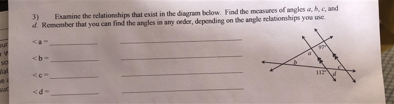 examine the relationships that exist in the diagram below. find the measures of angles-example-1