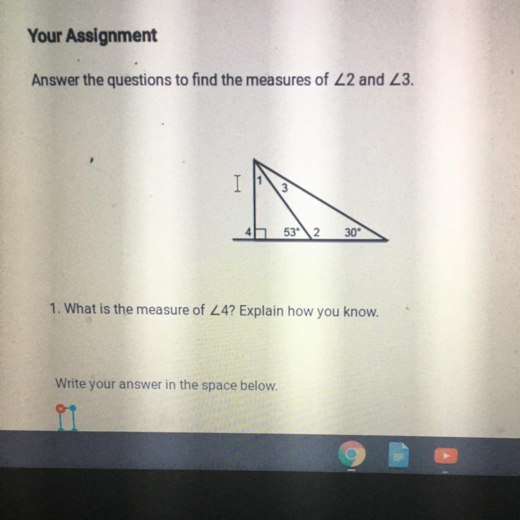 What is the measure of <4? Explain how you know.-example-1