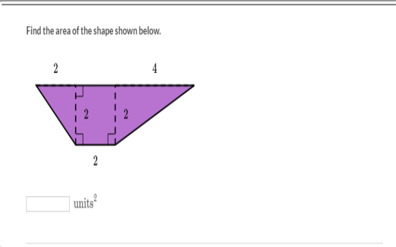 Find the area of the shape shown below.-example-1