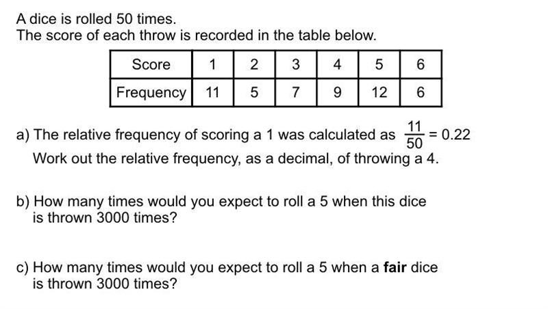 A dice is rolled 50 times.-example-1