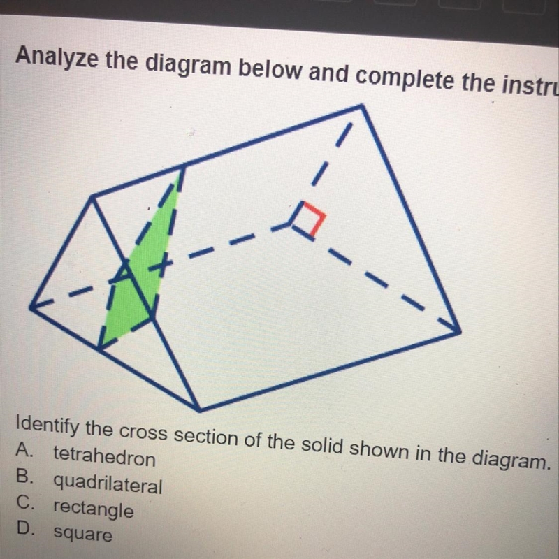 Identify the cross section of the solid shown in the diagram-example-1