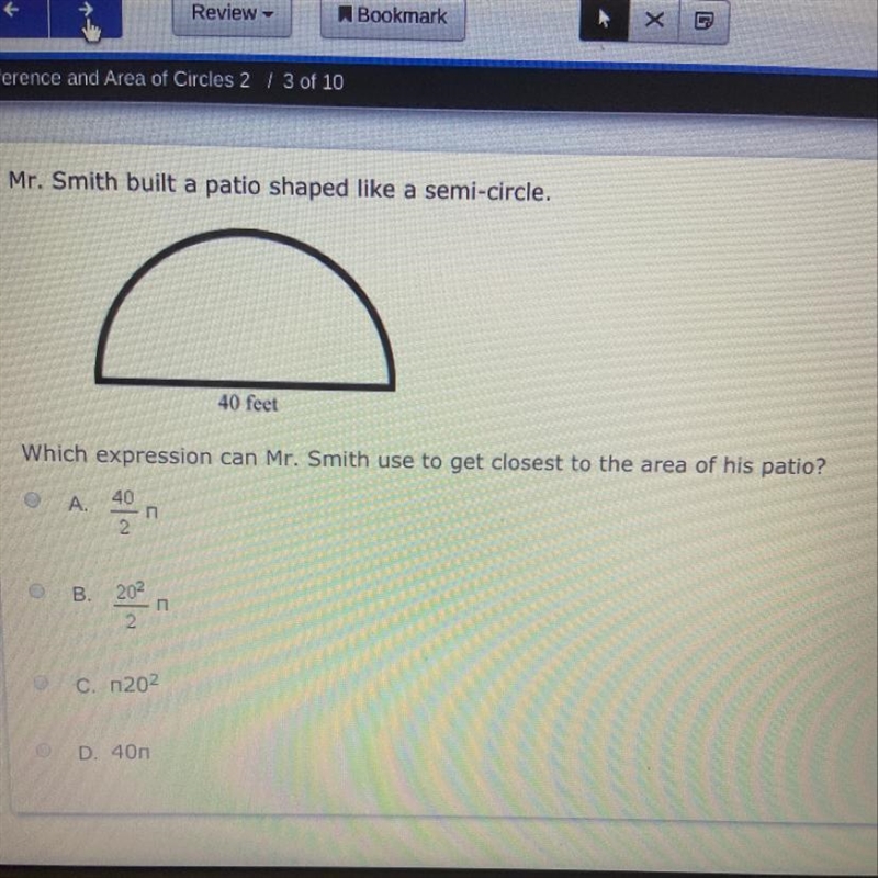 Which expression can Mr. Smith use to get closer to the area of this patio?-example-1