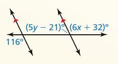 Find the values of x​ and y​-example-1