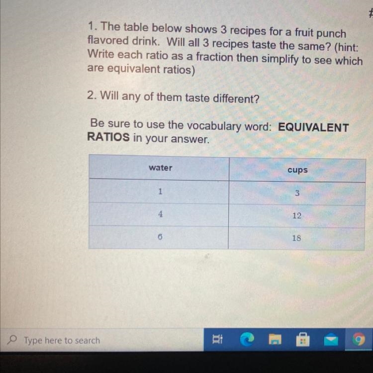 I’m begging you help me!!! 1. The table below shows 3 recipes for a fruit punch flavored-example-1