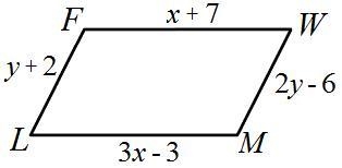 FWML is a parallelogram. Find the values of x and y. Solve for the value of z, if-example-1