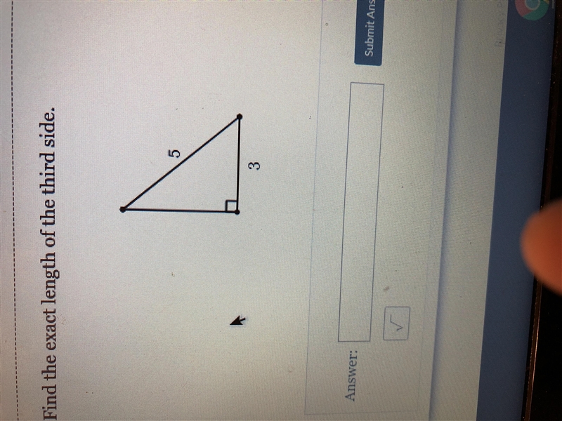 Find the exact length of the third side. 5 3-example-1